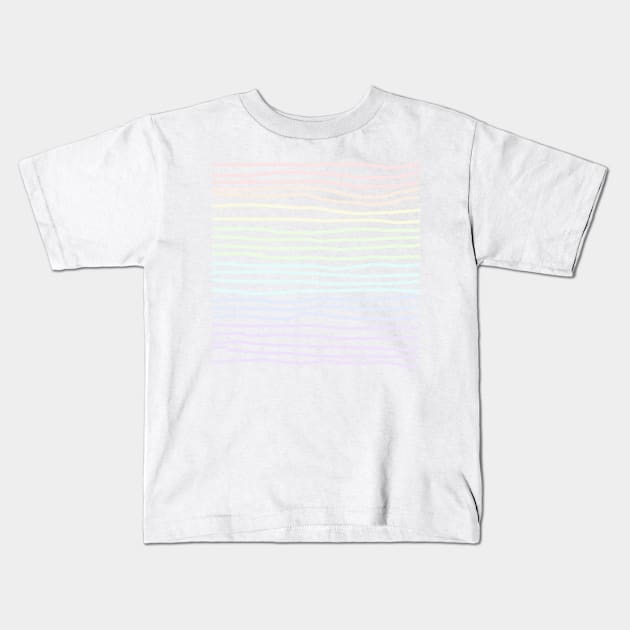 Soft Pastel Rainbow Hand Drawn Lines Kids T-Shirt by Whoopsidoodle